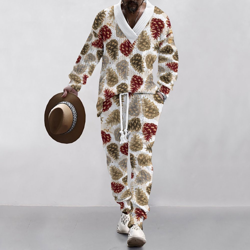 Christmas Jacquard Suit — Limited Edition Loose V-Neck