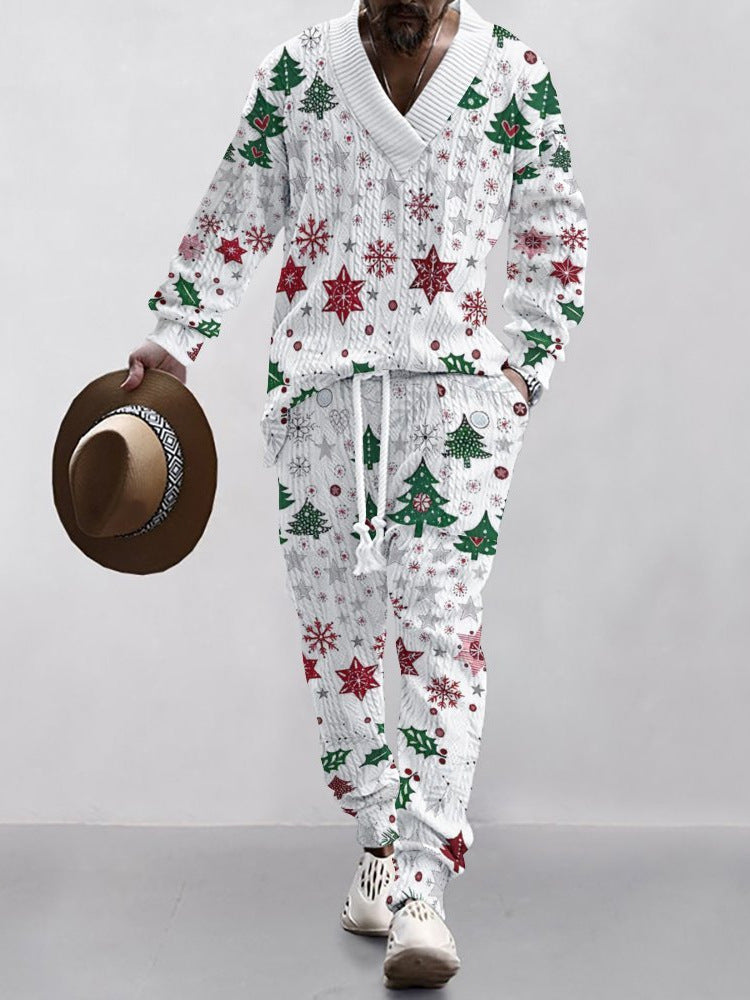 Christmas Jacquard Suit — Limited Edition Loose V-Neck