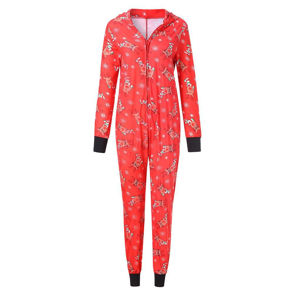 Christmas Family Dress Fashion Hooded Christmas Printed Jumpsuit Christmas Home Dress Jumpsuit Family Dress
