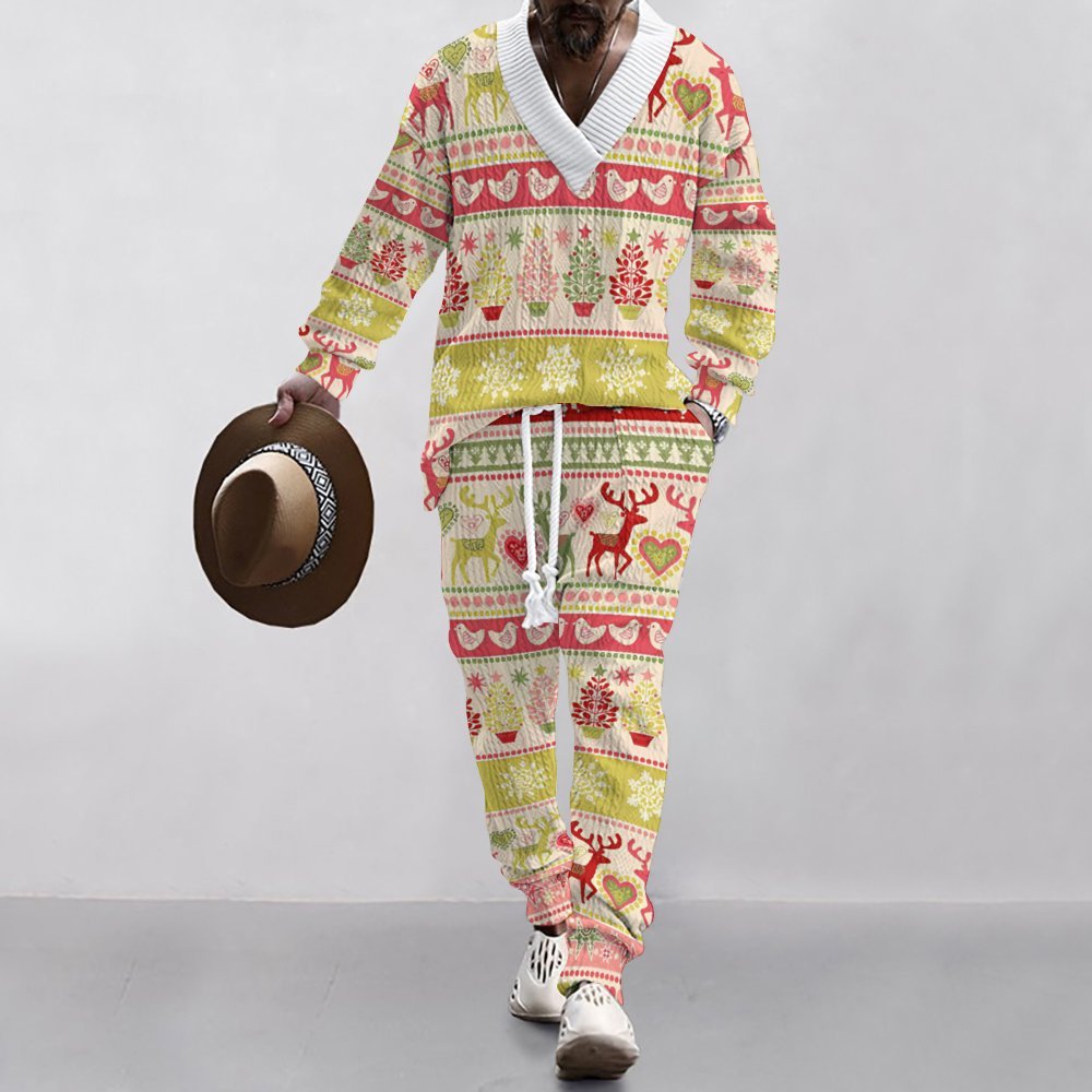 Christmas Jacquard Suit — Limited Edition Loose V-Neck