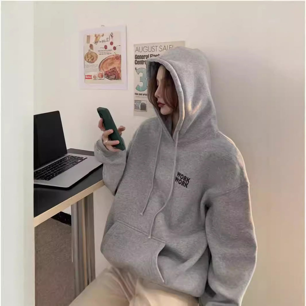 Korean Style Velvet Letter Hoodie