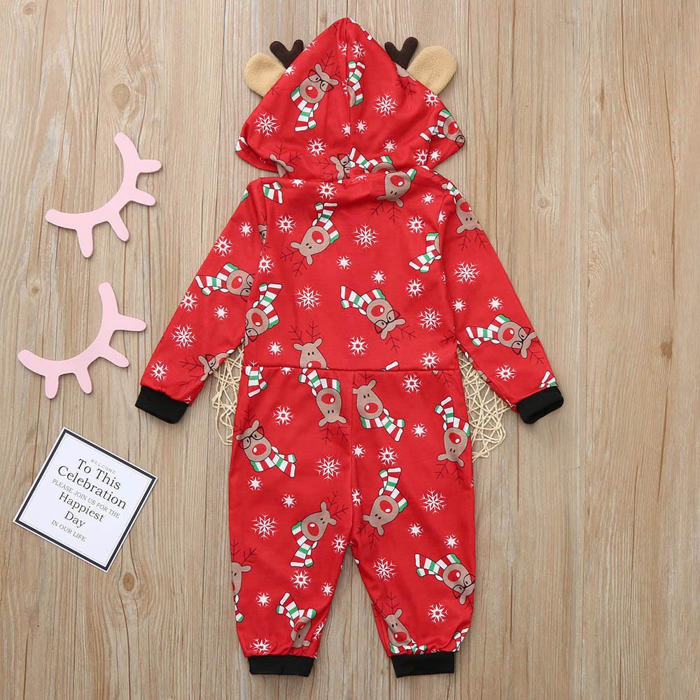 Christmas Family Dress Fashion Hooded Christmas Printed Jumpsuit Christmas Home Dress Jumpsuit Family Dress