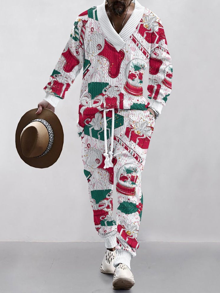 Christmas Jacquard Suit — Limited Edition Loose V-Neck