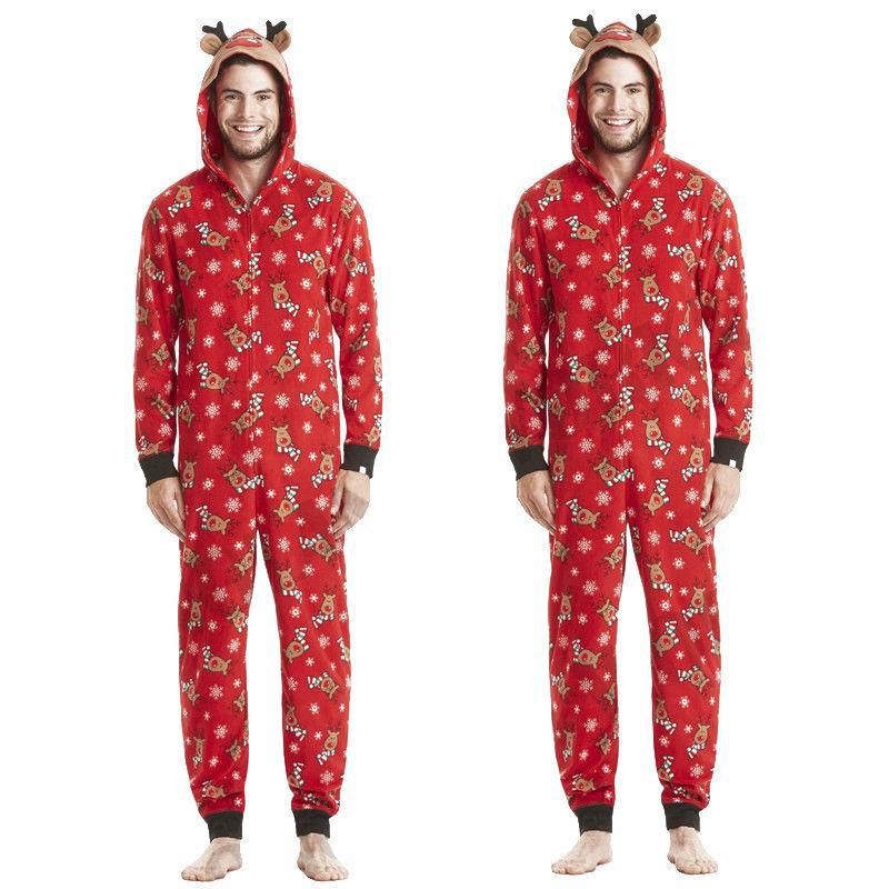 Christmas Family Dress Fashion Hooded Christmas Printed Jumpsuit Christmas Home Dress Jumpsuit Family Dress