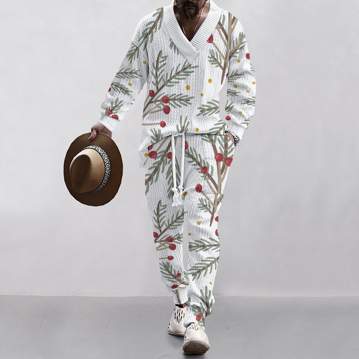 Christmas Jacquard Suit — Limited Edition Loose V-Neck
