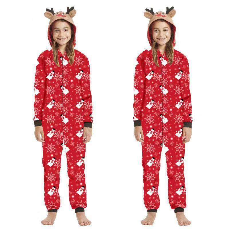 Christmas Family Dress Fashion Hooded Christmas Printed Jumpsuit Christmas Home Dress Jumpsuit Family Dress