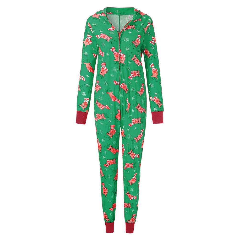 Christmas Family Dress Fashion Hooded Christmas Printed Jumpsuit Christmas Home Dress Jumpsuit Family Dress