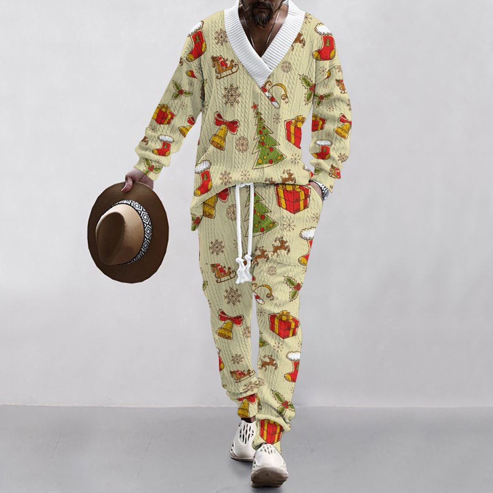 Christmas Jacquard Suit — Limited Edition Loose V-Neck