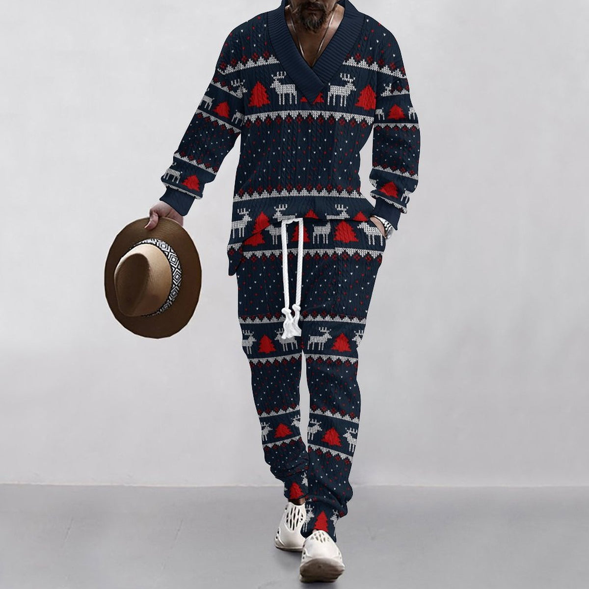 Christmas Jacquard Suit — Limited Edition Loose V-Neck