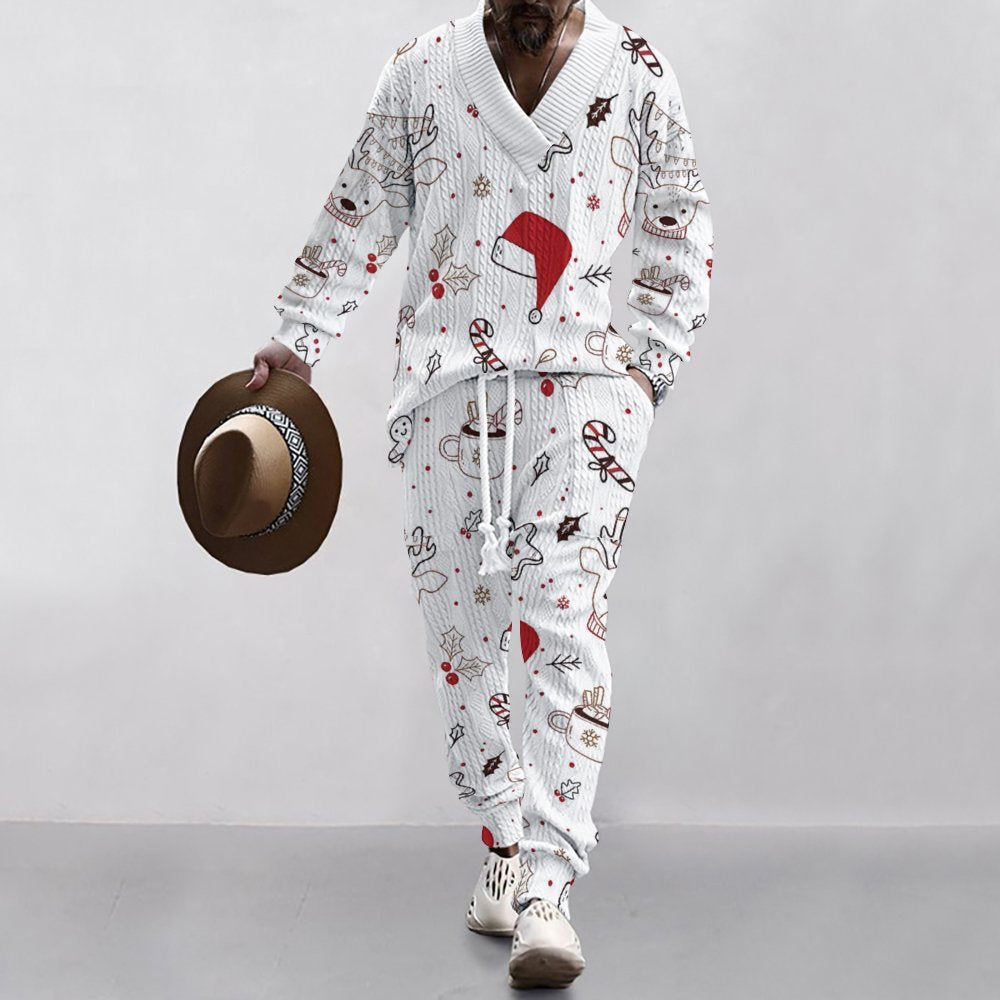Christmas Jacquard Suit — Limited Edition Loose V-Neck