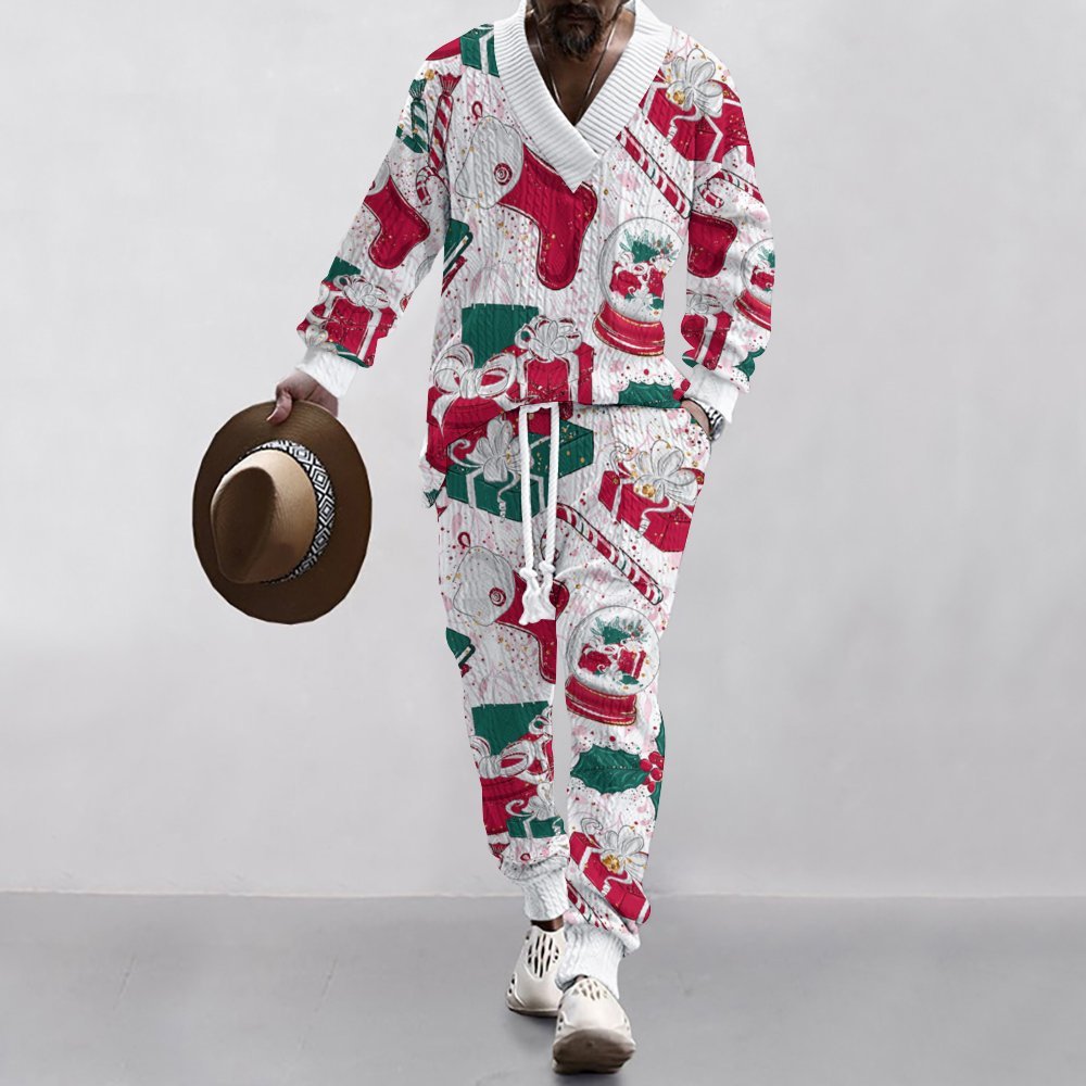 Christmas Jacquard Suit — Limited Edition Loose V-Neck