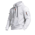 Men's Casual Pullover Sweatshirt with Multiple Zipper Arm Pockets for Autumn and Winter, Large Size, Fleece-Lined Hoodie for Men