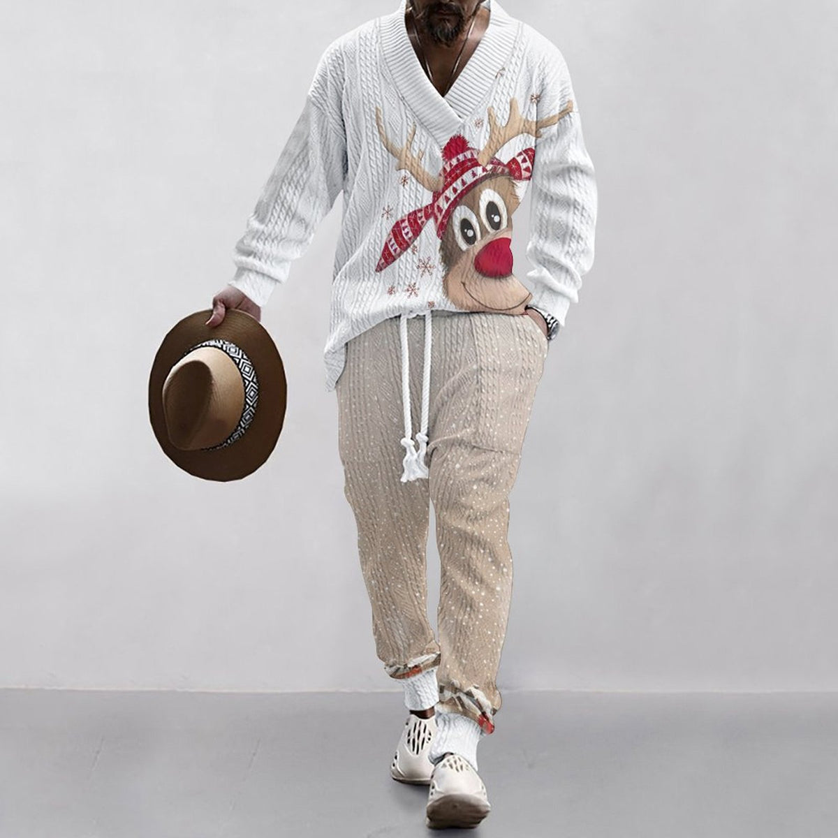 Christmas Jacquard Suit — Limited Edition Loose V-Neck