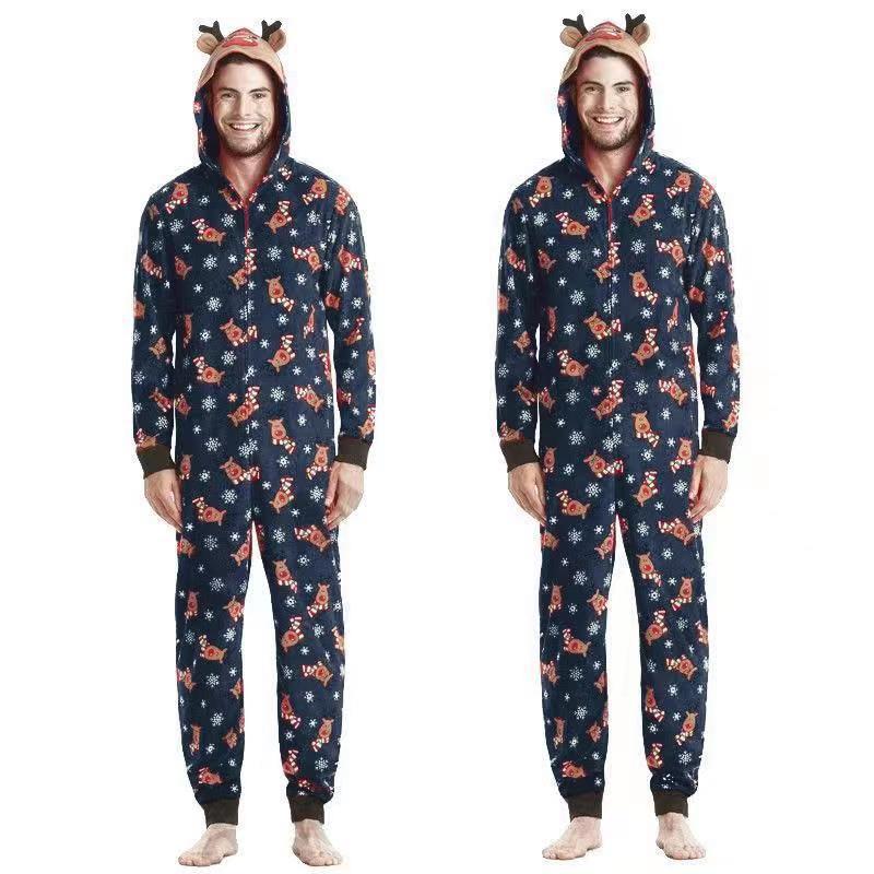 Christmas Family Dress Fashion Hooded Christmas Printed Jumpsuit Christmas Home Dress Jumpsuit Family Dress