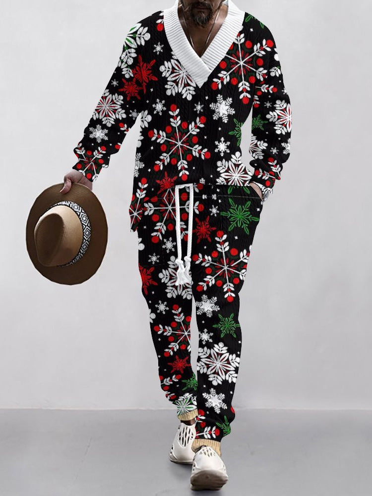 Christmas Jacquard Suit — Limited Edition Loose V-Neck