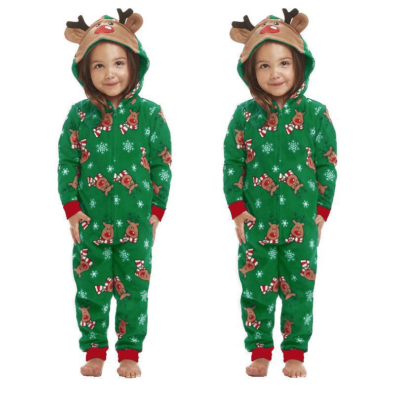 Christmas Family Dress Fashion Hooded Christmas Printed Jumpsuit Christmas Home Dress Jumpsuit Family Dress