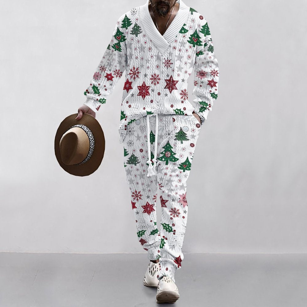 Christmas Jacquard Suit — Limited Edition Loose V-Neck