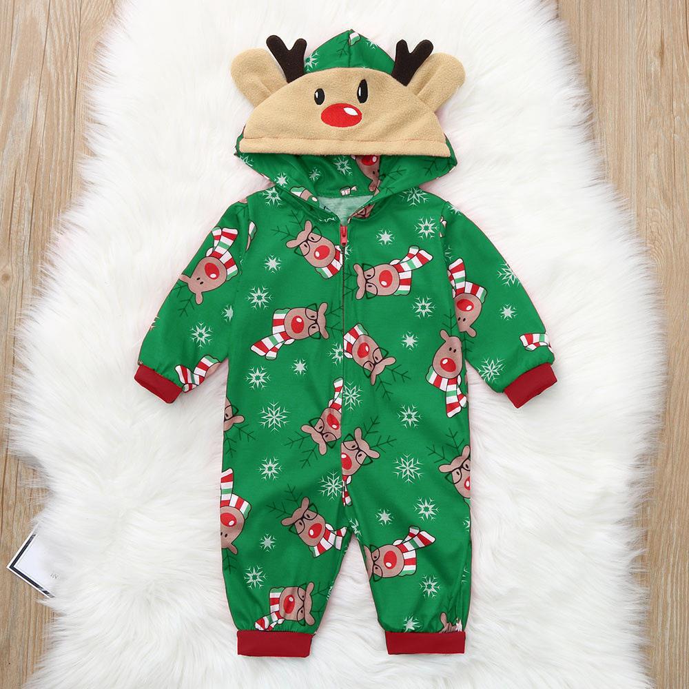 Christmas Family Dress Fashion Hooded Christmas Printed Jumpsuit Christmas Home Dress Jumpsuit Family Dress