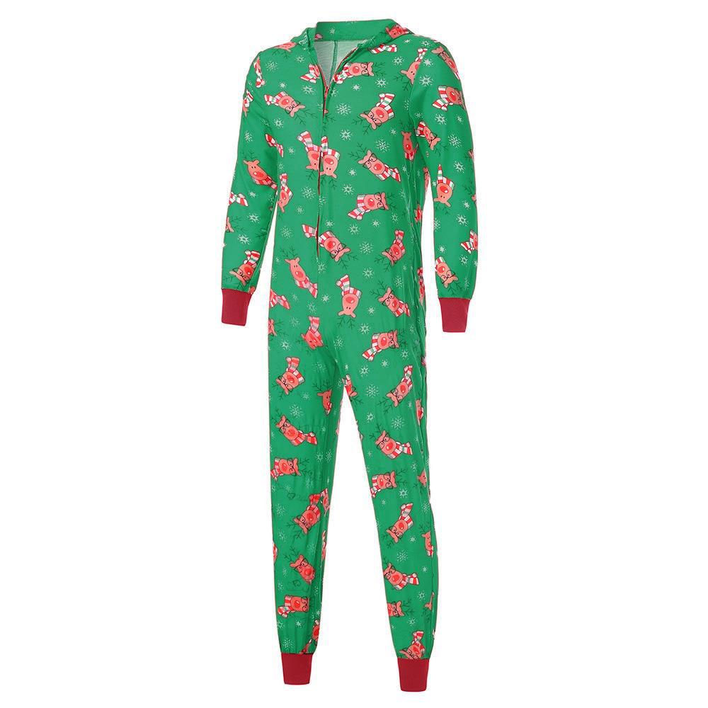 Christmas Family Dress Fashion Hooded Christmas Printed Jumpsuit Christmas Home Dress Jumpsuit Family Dress