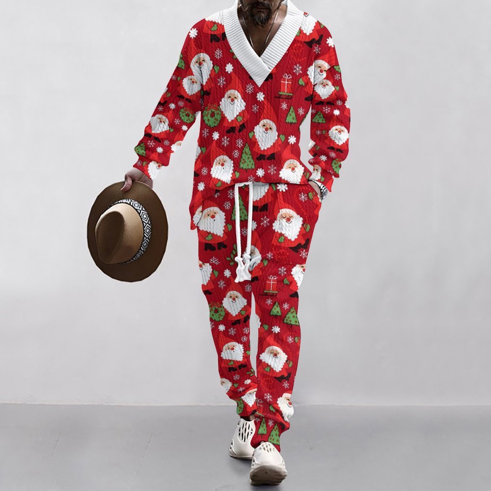Christmas Jacquard Suit — Limited Edition Loose V-Neck