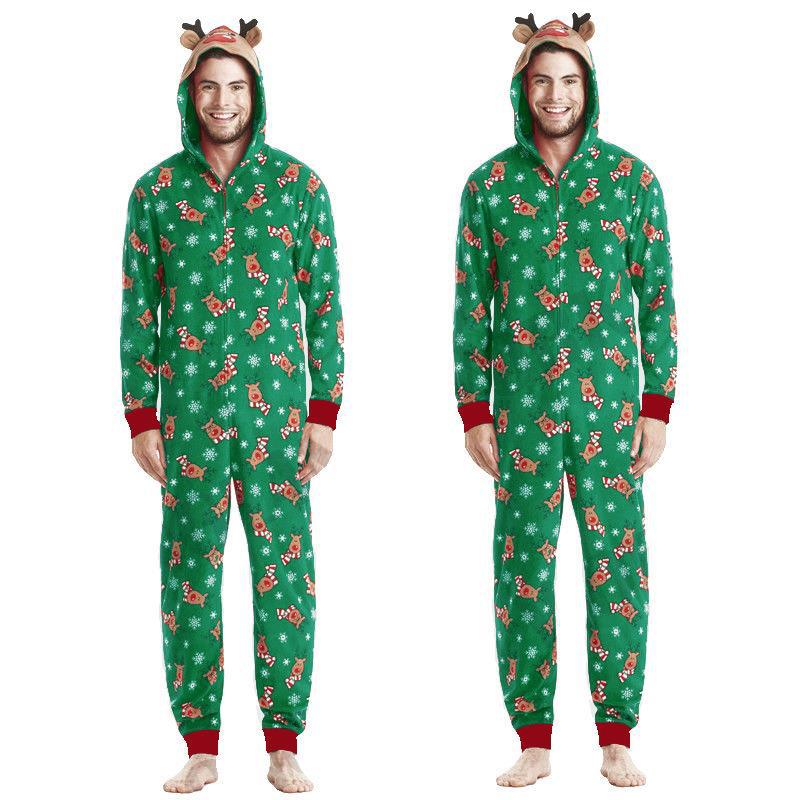 Christmas Family Dress Fashion Hooded Christmas Printed Jumpsuit Christmas Home Dress Jumpsuit Family Dress