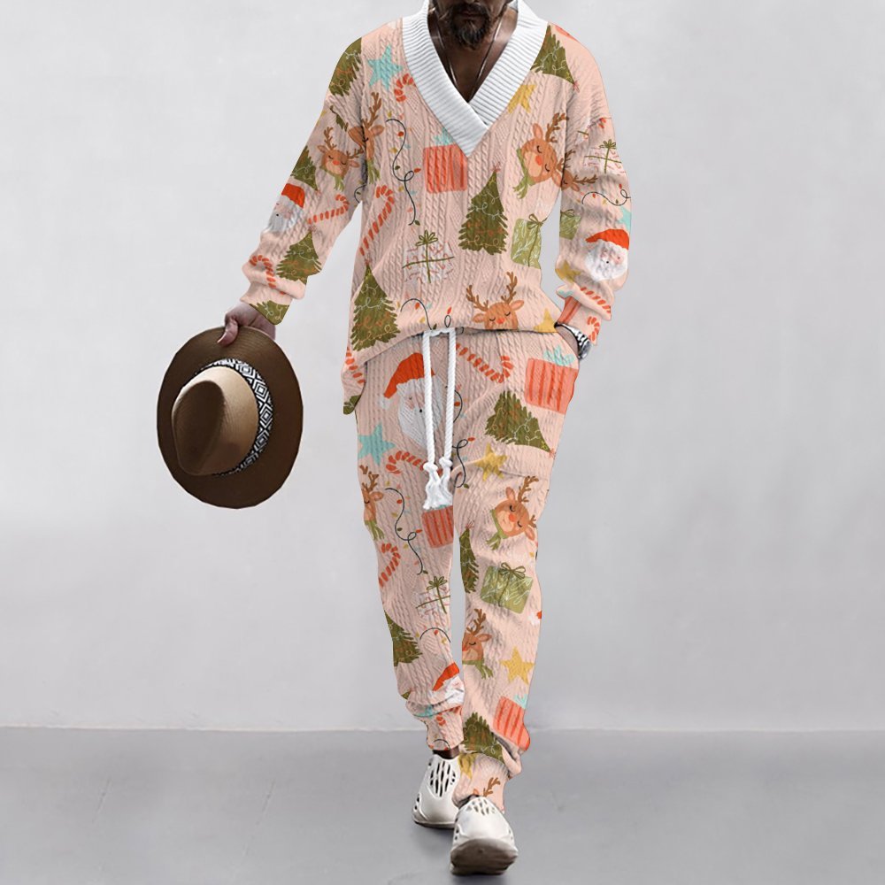 Christmas Jacquard Suit — Limited Edition Loose V-Neck