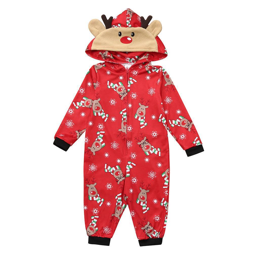Christmas Family Dress Fashion Hooded Christmas Printed Jumpsuit Christmas Home Dress Jumpsuit Family Dress
