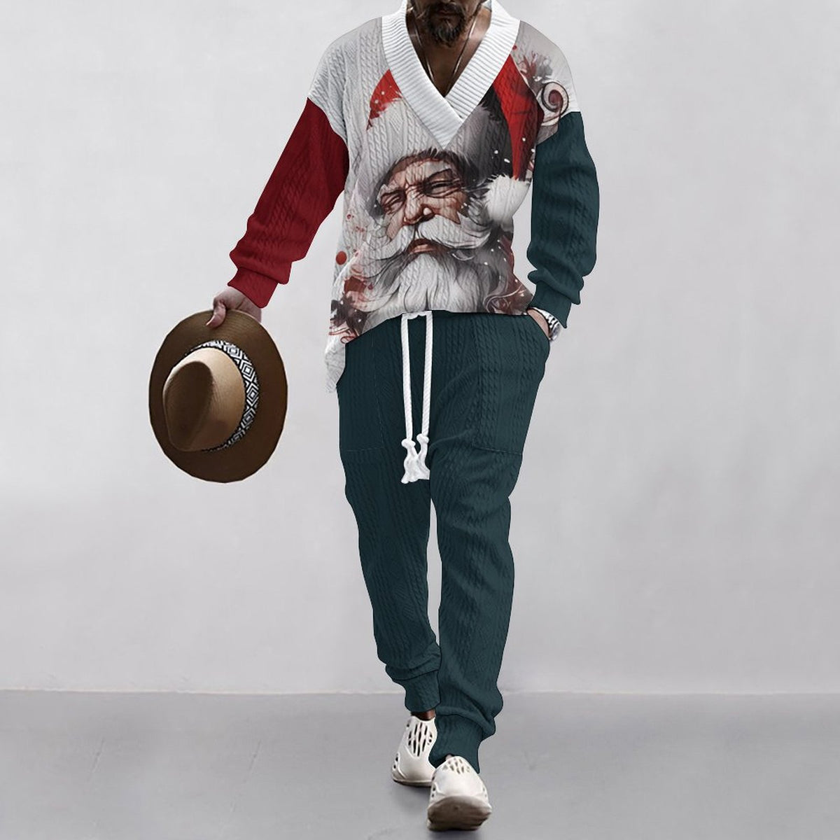 Christmas Jacquard Suit — Limited Edition Loose V-Neck
