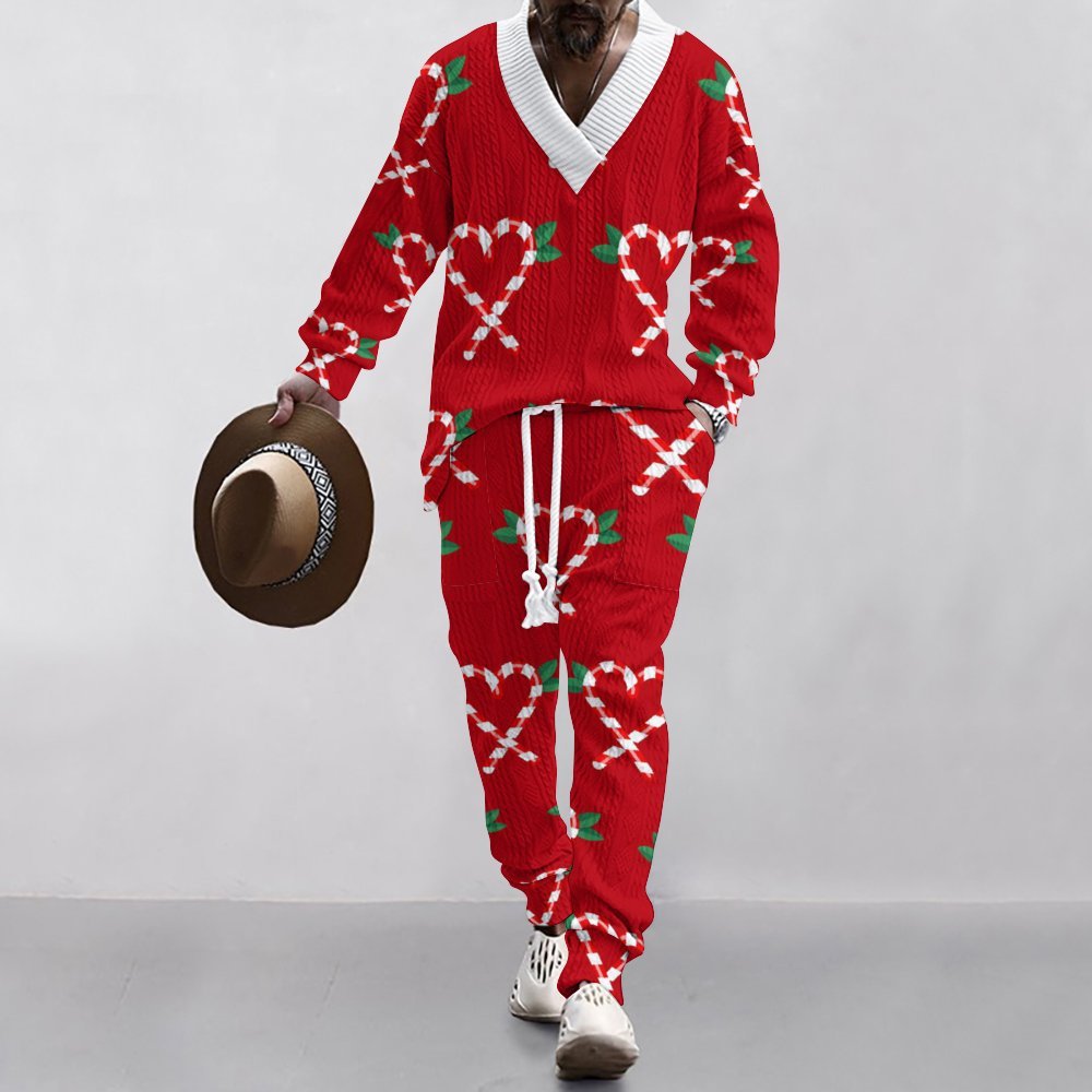 Christmas Jacquard Suit — Limited Edition Loose V-Neck