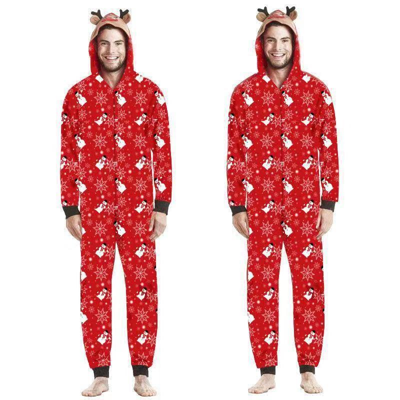Christmas Family Dress Fashion Hooded Christmas Printed Jumpsuit Christmas Home Dress Jumpsuit Family Dress