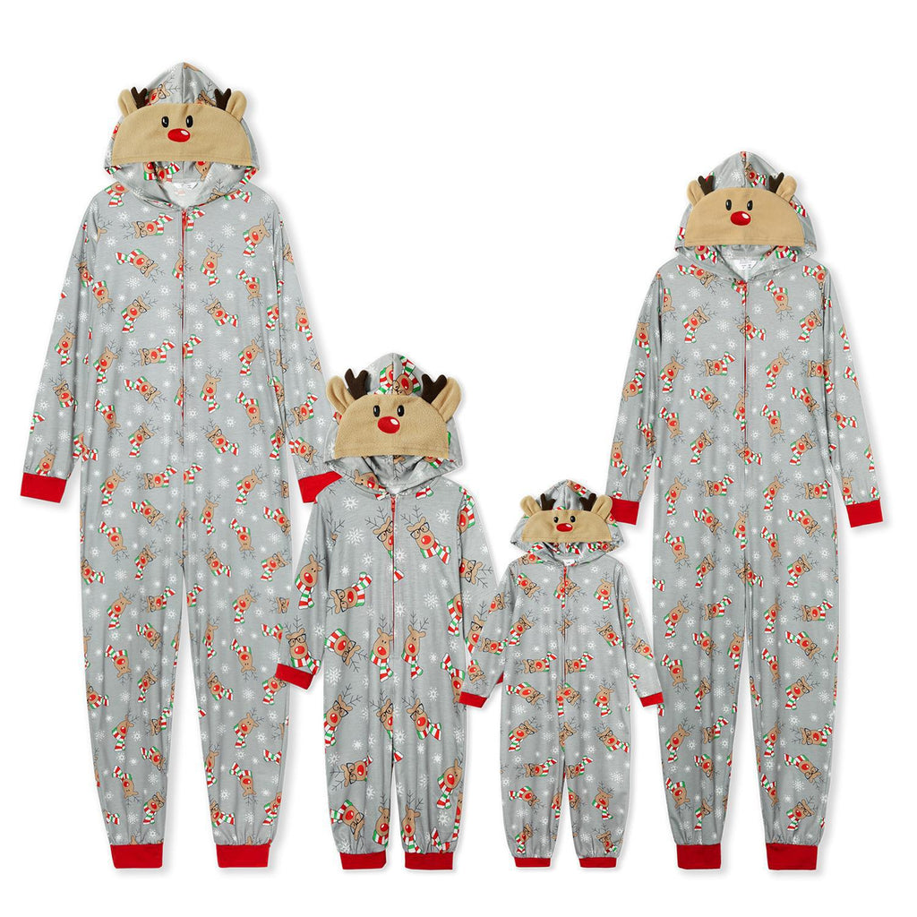 Christmas Family Dress Fashion Hooded Christmas Printed Jumpsuit Christmas Home Dress Jumpsuit Family Dress