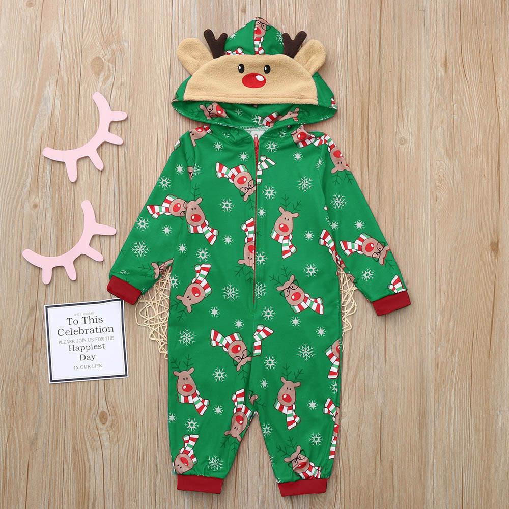 Christmas Family Dress Fashion Hooded Christmas Printed Jumpsuit Christmas Home Dress Jumpsuit Family Dress