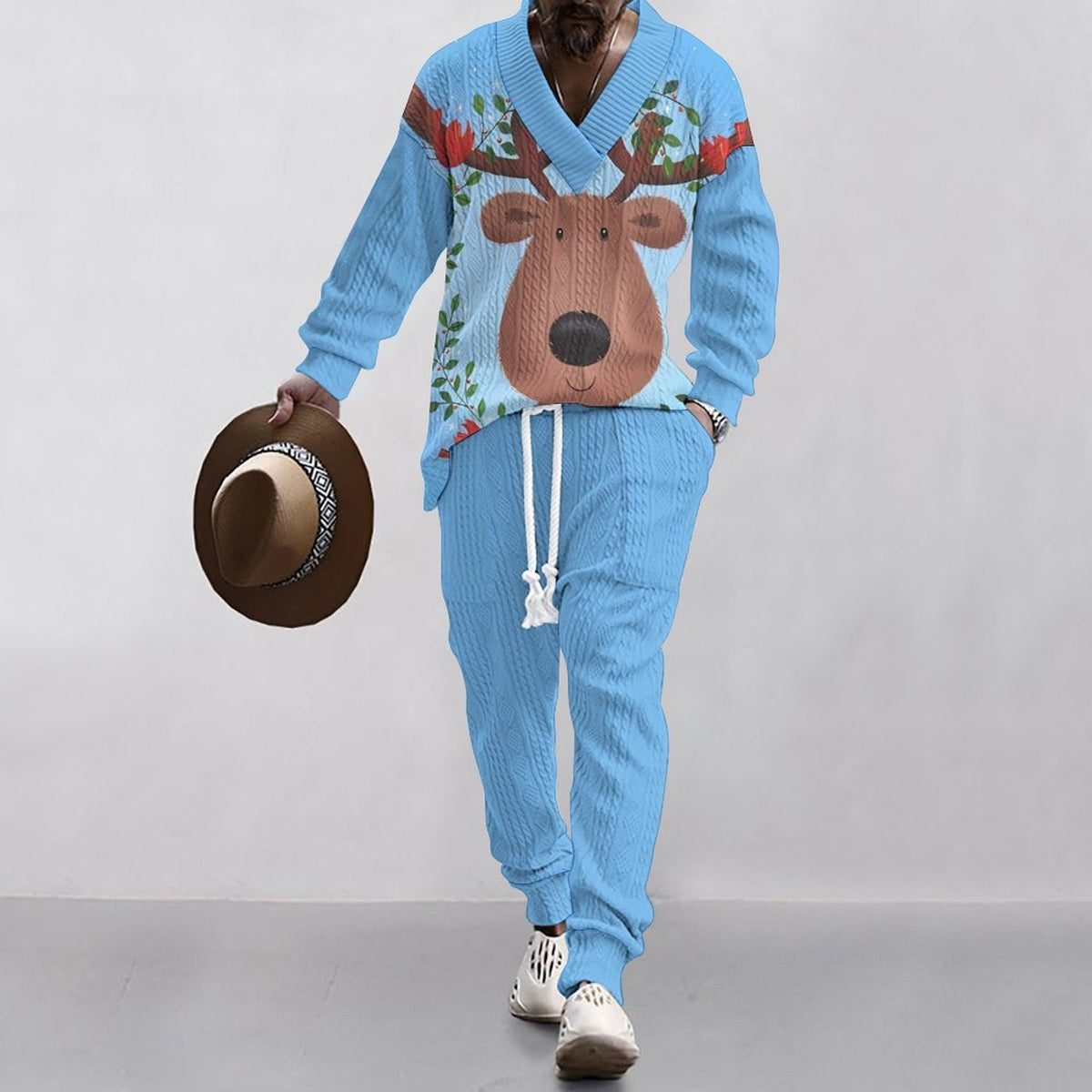 Christmas Jacquard Suit — Limited Edition Loose V-Neck