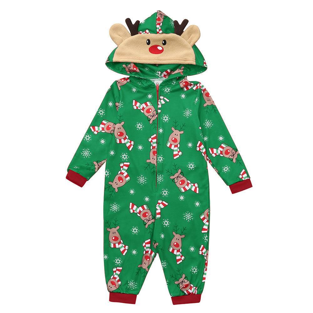 Christmas Family Dress Fashion Hooded Christmas Printed Jumpsuit Christmas Home Dress Jumpsuit Family Dress