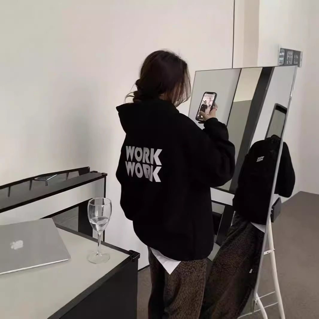 Korean Style Velvet Letter Hoodie