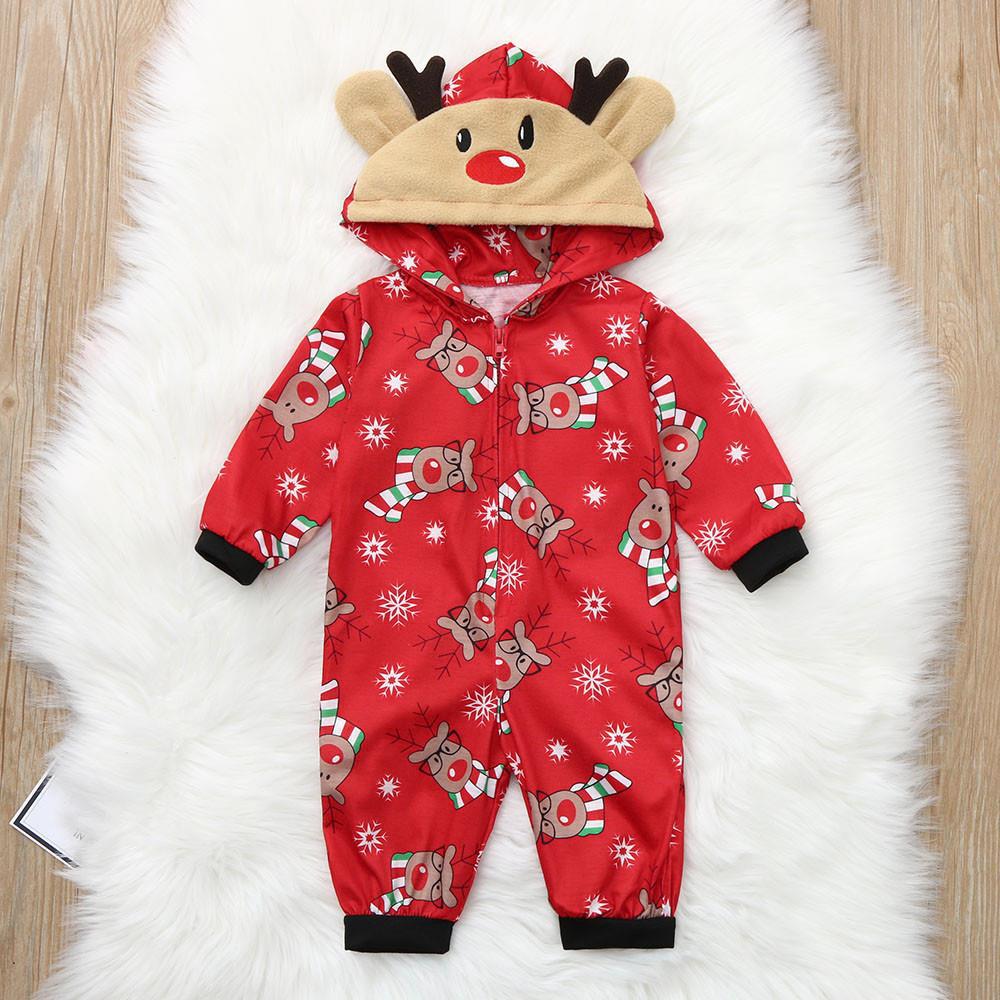 Christmas Family Dress Fashion Hooded Christmas Printed Jumpsuit Christmas Home Dress Jumpsuit Family Dress