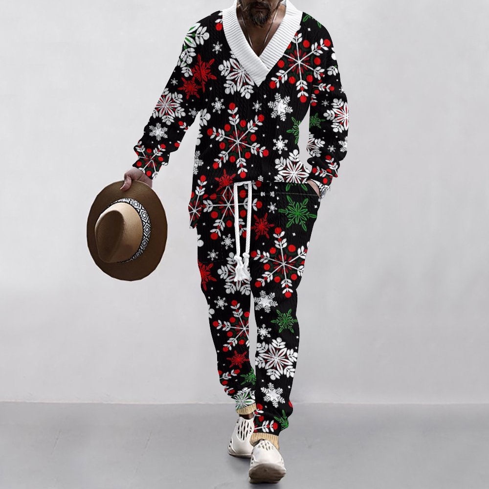 Christmas Jacquard Suit — Limited Edition Loose V-Neck