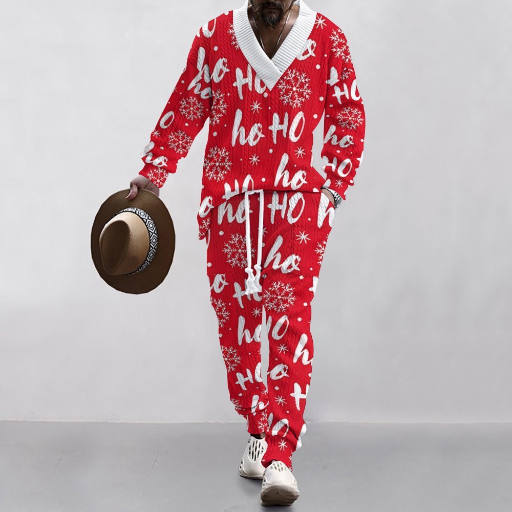 Christmas Jacquard Suit — Limited Edition Loose V-Neck