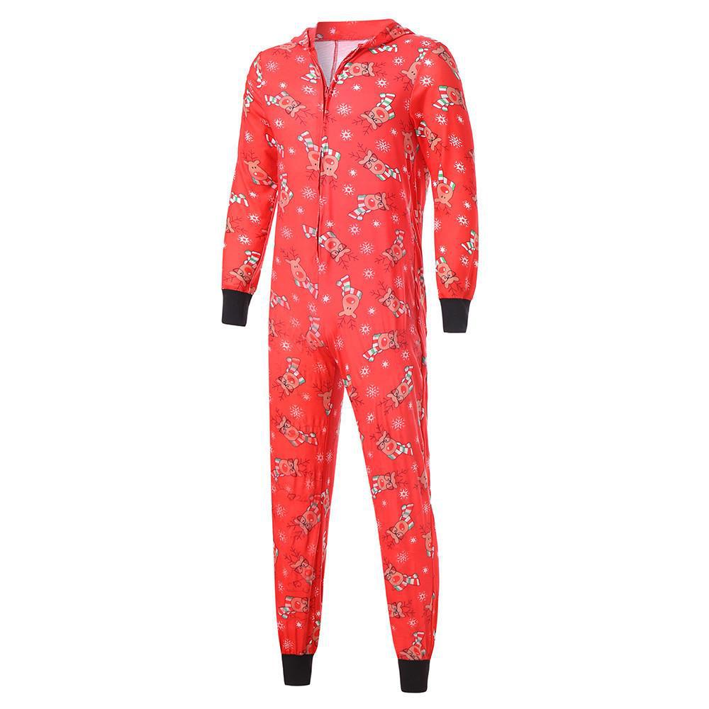 Christmas Family Dress Fashion Hooded Christmas Printed Jumpsuit Christmas Home Dress Jumpsuit Family Dress