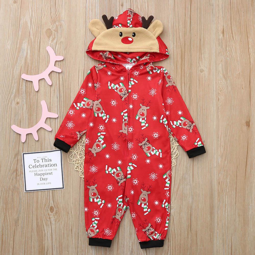 Christmas Family Dress Fashion Hooded Christmas Printed Jumpsuit Christmas Home Dress Jumpsuit Family Dress