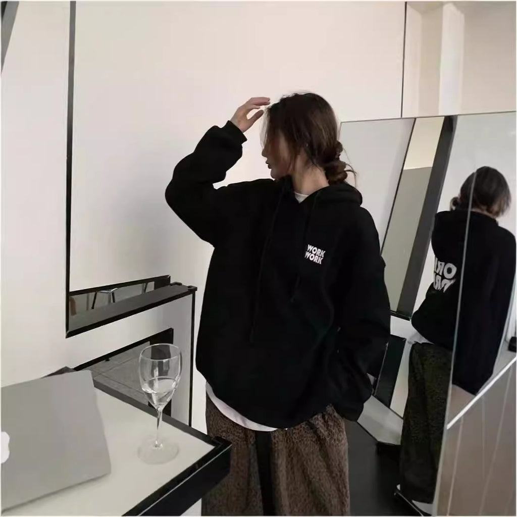 Korean Style Velvet Letter Hoodie