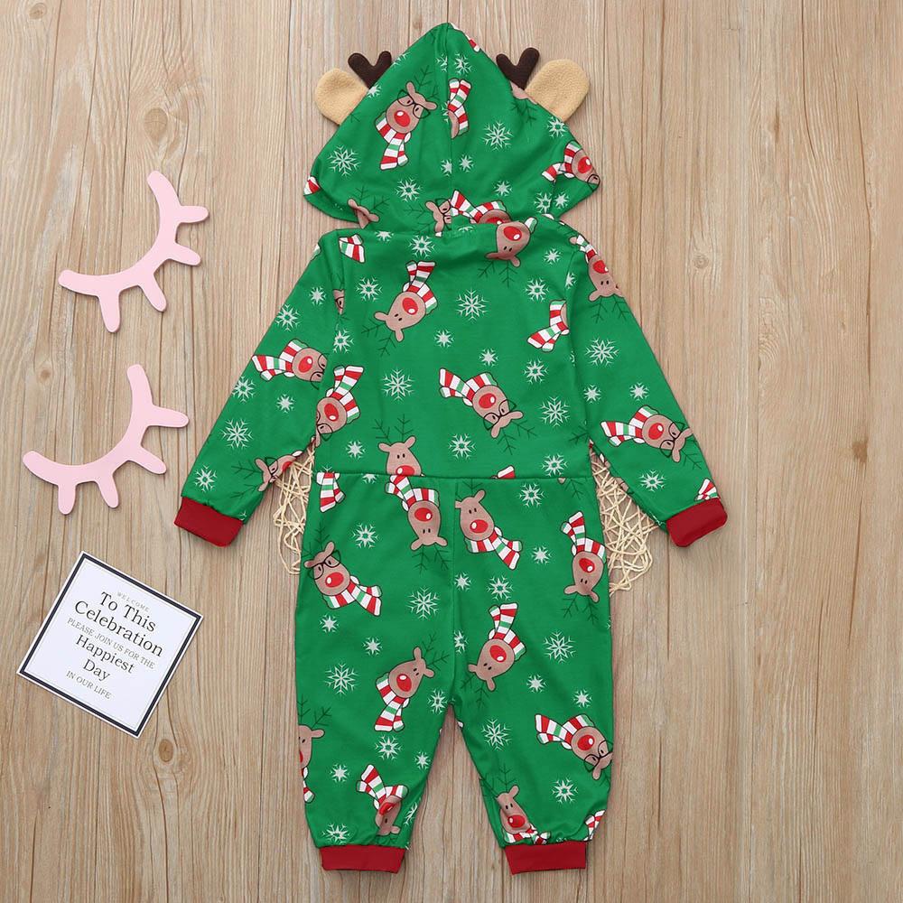 Christmas Family Dress Fashion Hooded Christmas Printed Jumpsuit Christmas Home Dress Jumpsuit Family Dress