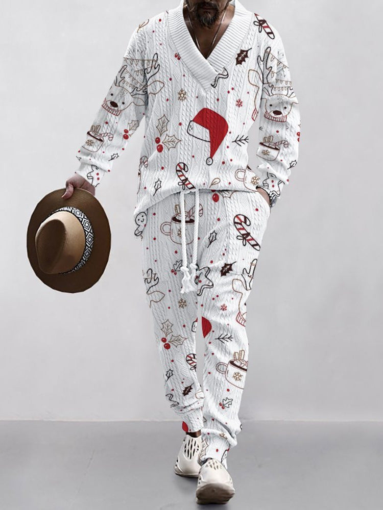 Christmas Jacquard Suit — Limited Edition Loose V-Neck