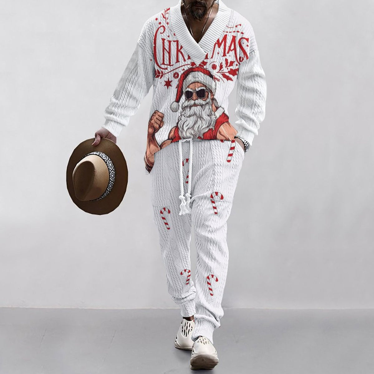 Christmas Jacquard Suit — Limited Edition Loose V-Neck