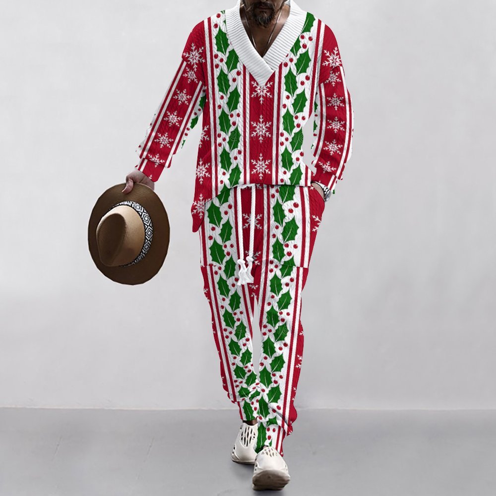 Christmas Jacquard Suit — Limited Edition Loose V-Neck
