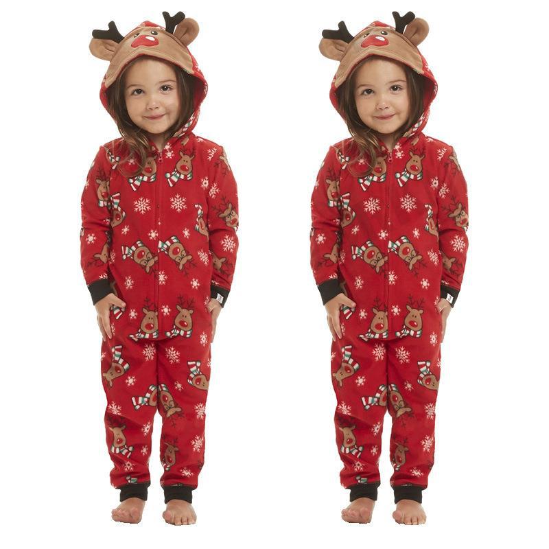 Christmas Family Dress Fashion Hooded Christmas Printed Jumpsuit Christmas Home Dress Jumpsuit Family Dress